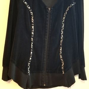 Sweet Jeans Velour Hoodie. Black. Size M